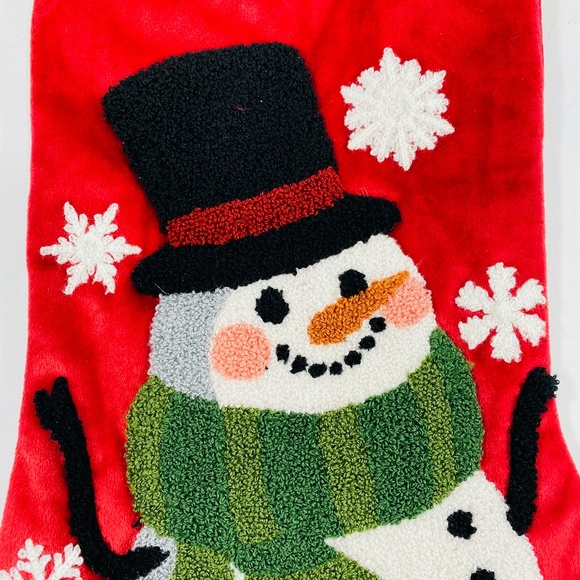 C And F Home Snowman Green Red Tufted Stocking - Picture 3 of 7